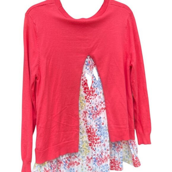 Time and Tru Pink Boxy Long Sleeve Sweatshirt fully line floral inside open back - Picture 2 of 5